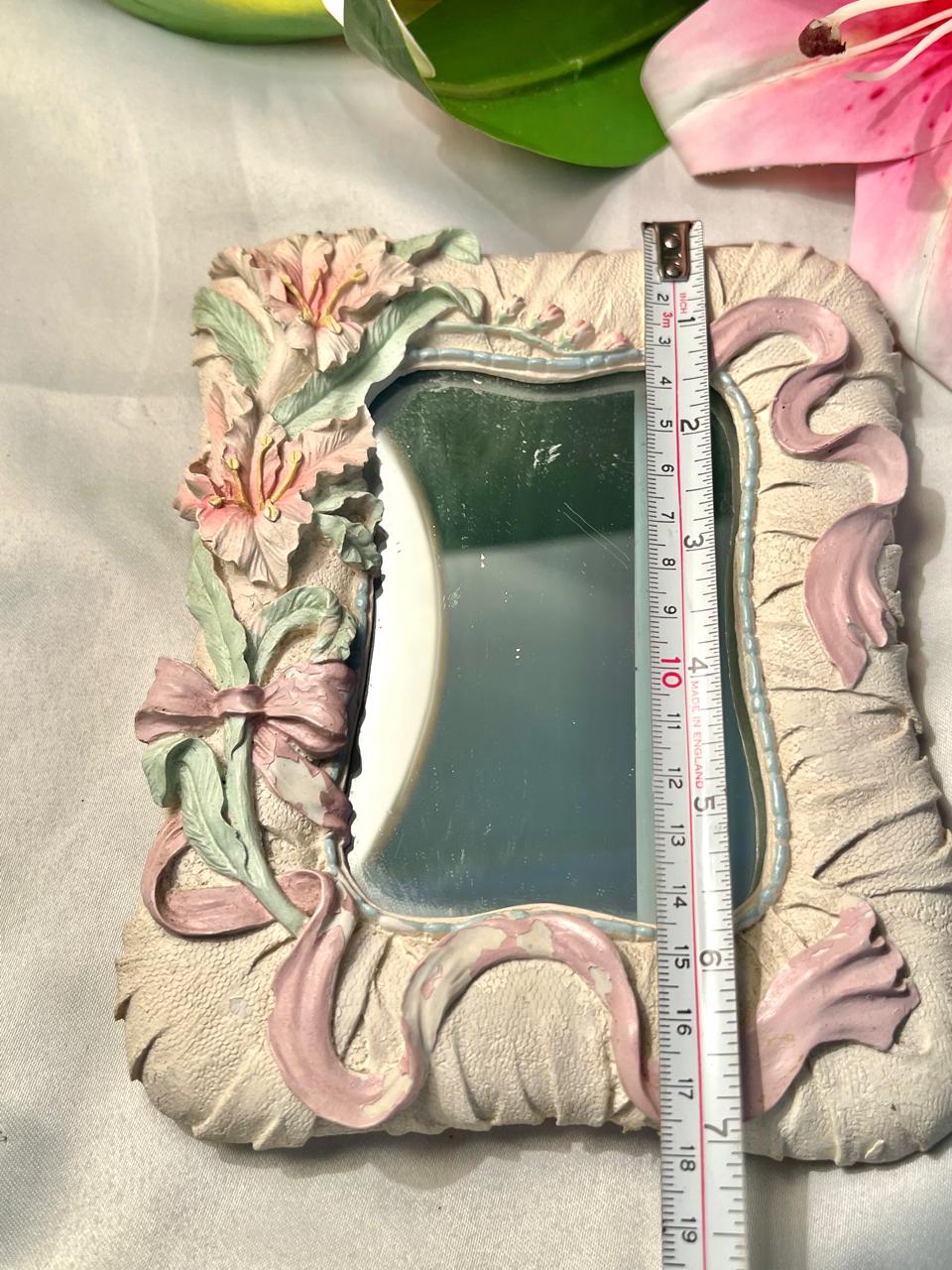 Floral Ribbon Decorative Mirror 7"
