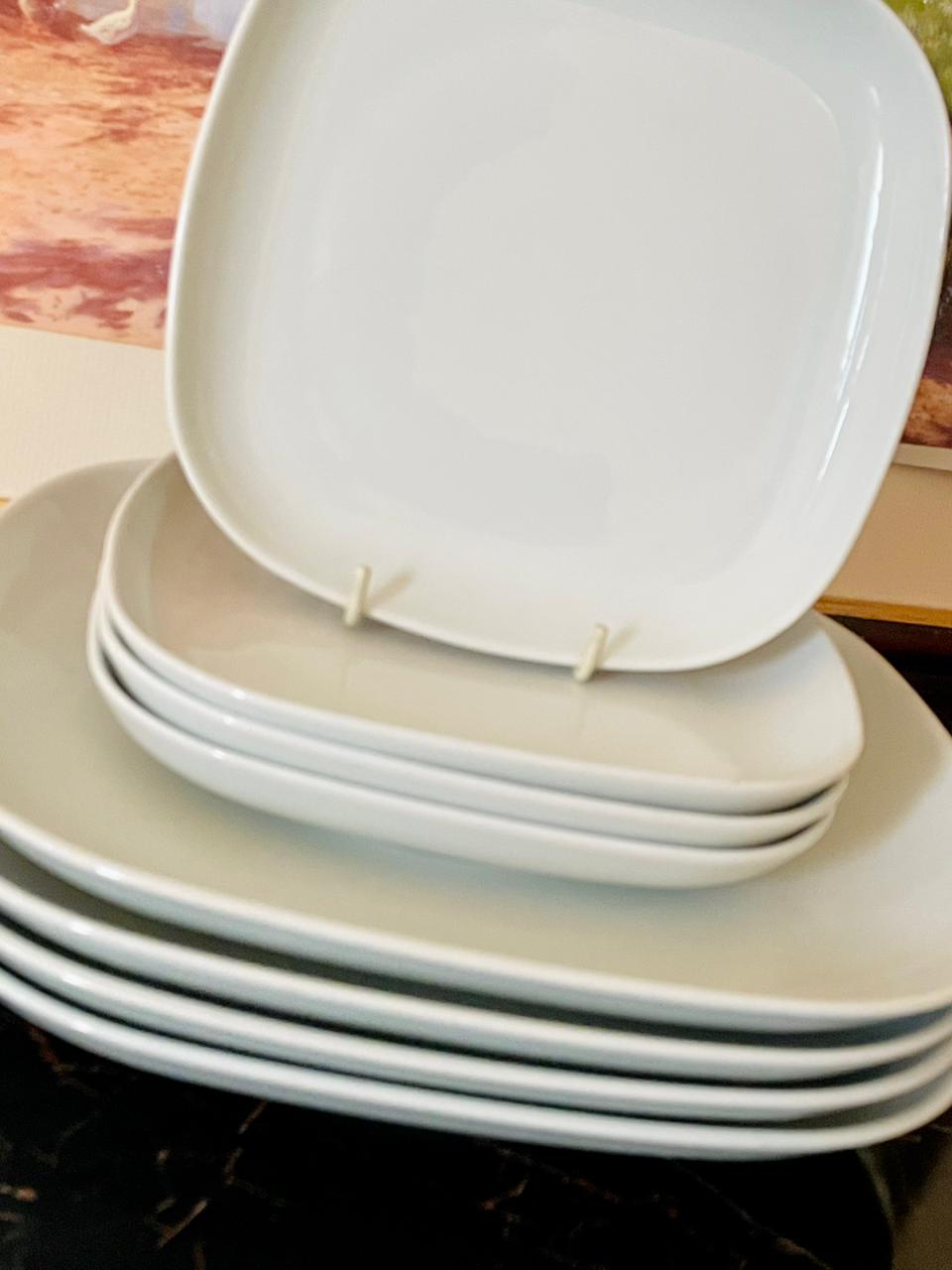 IKEA White Porcelain Square Dinner Plate Set – Set of 8 (Made in Turkey)