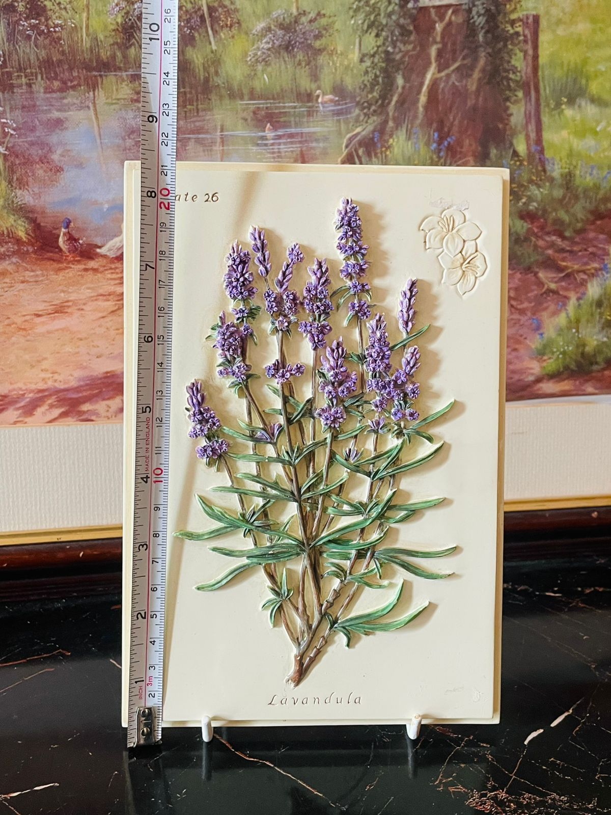 Marks & Spencer Hand-Painted Wall Plaque 3d floral stoneware– “Lavandula” 21 cm