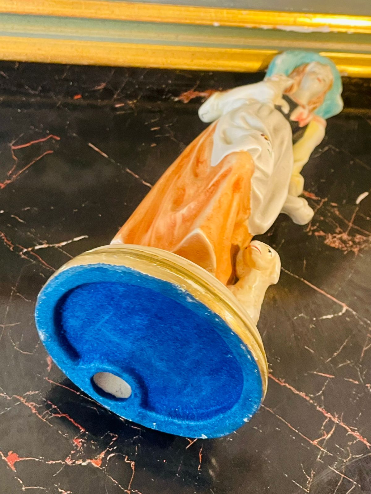 Vintage Porcelain Shepherdess Figurine with Lamb – Hand Painted