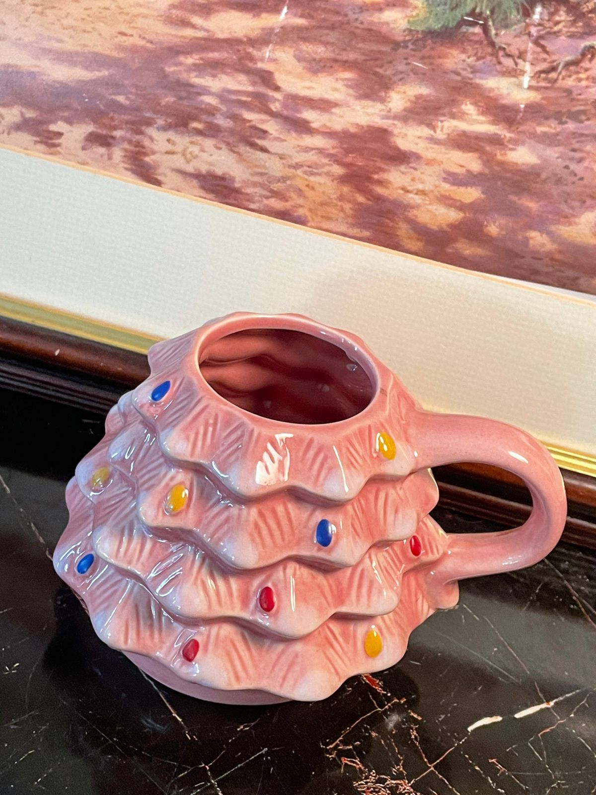 Pink Christmas Tree Ceramic Mug – Festive Holiday Collectible