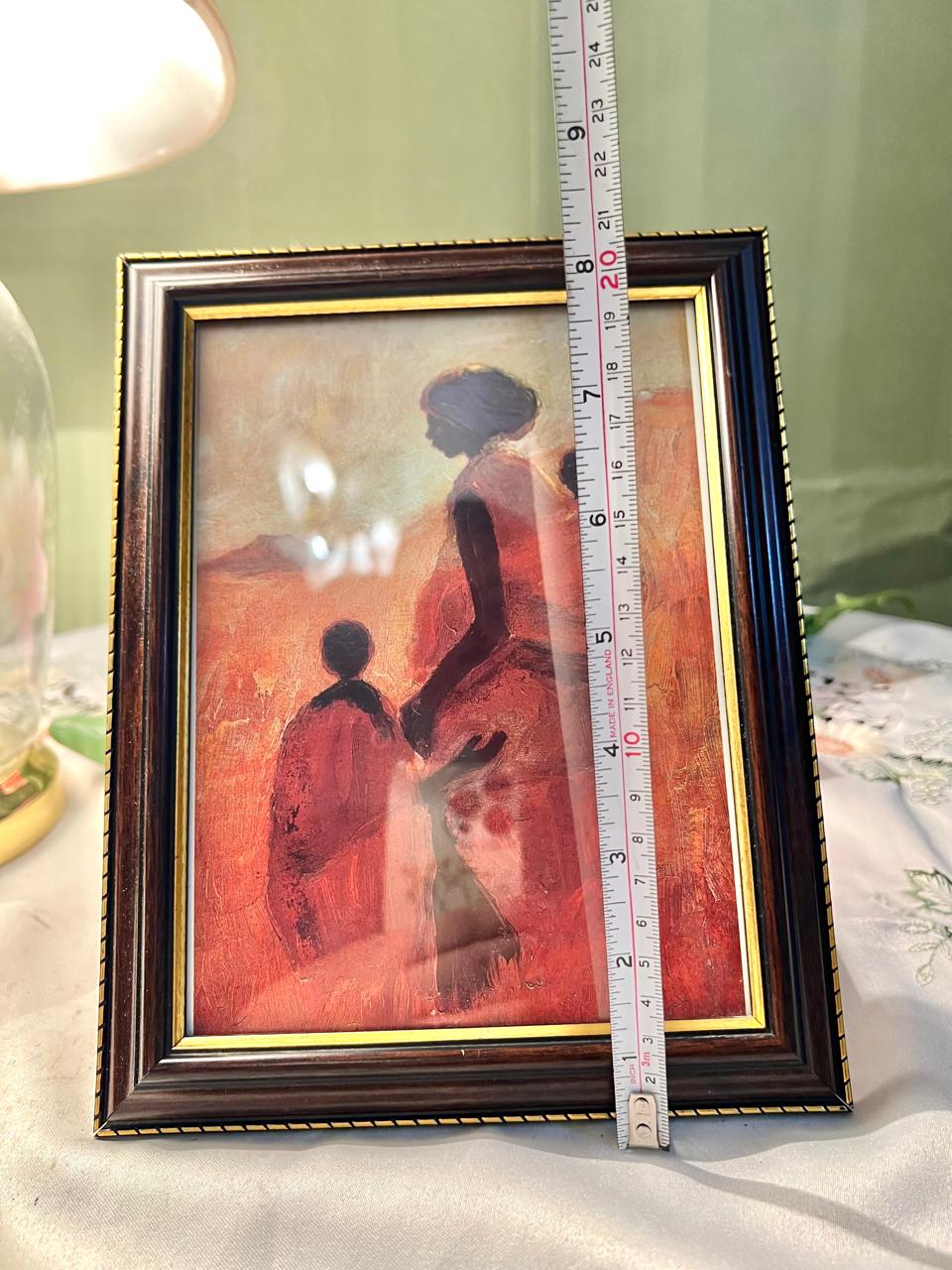 Mother & Child Sunset Framed Artwork painting – 8 Inches