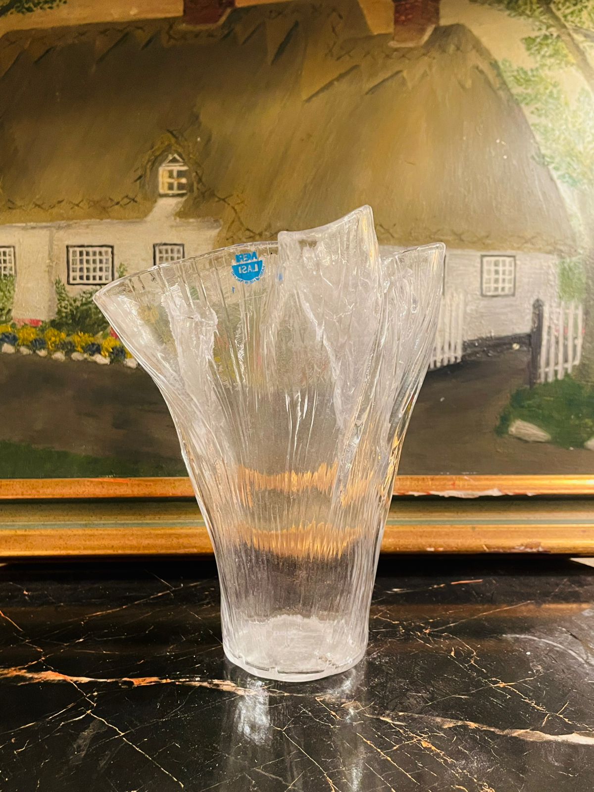 Italian Sabino Style Glass Flower Vase – Textured Glass Made in England