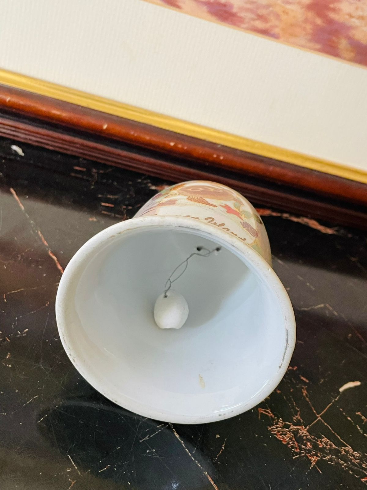Vintage Cayman Islands Souvenir Porcelain Bell – Iridescent Finish with Sea Turtle Design