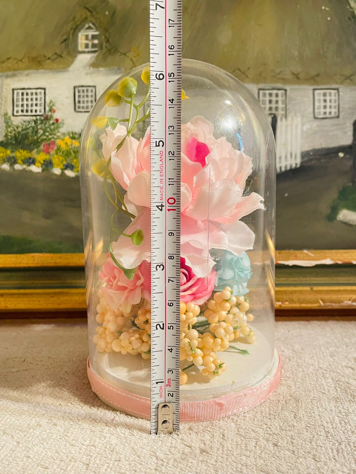 Clear Glass Round Cylinder Flower Dome – Elegant Decorative Display