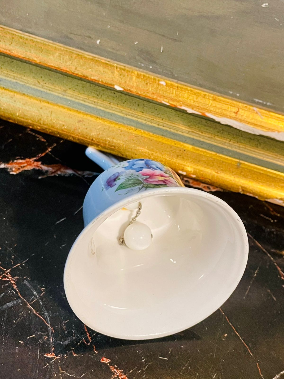 Vintage Porcelain Table Bell – Hand-Painted Floral Design