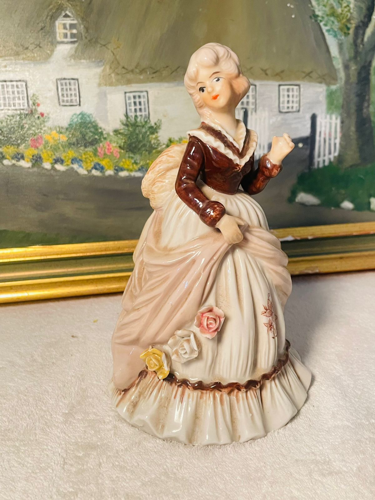 Vintage Porcelain Wind-Up Musical Figurine – Victorian Lady