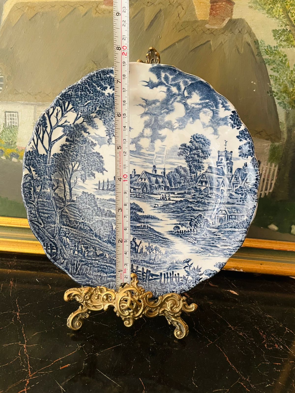 Antique Blue Pottery Detailed Plate by Ridgway England – 7 to 8 Inch Vintage Collectible