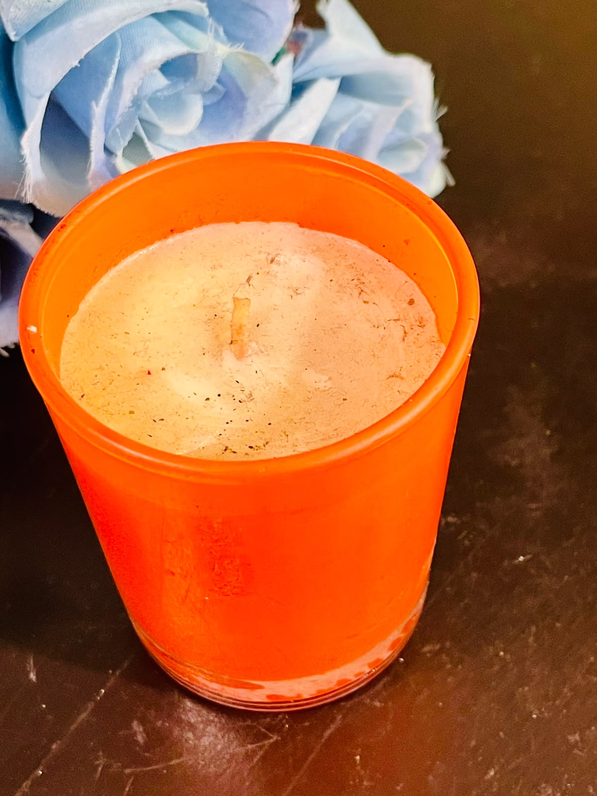 Orange Frosted Crystal Scented Candle – Decorative Votive 8cm