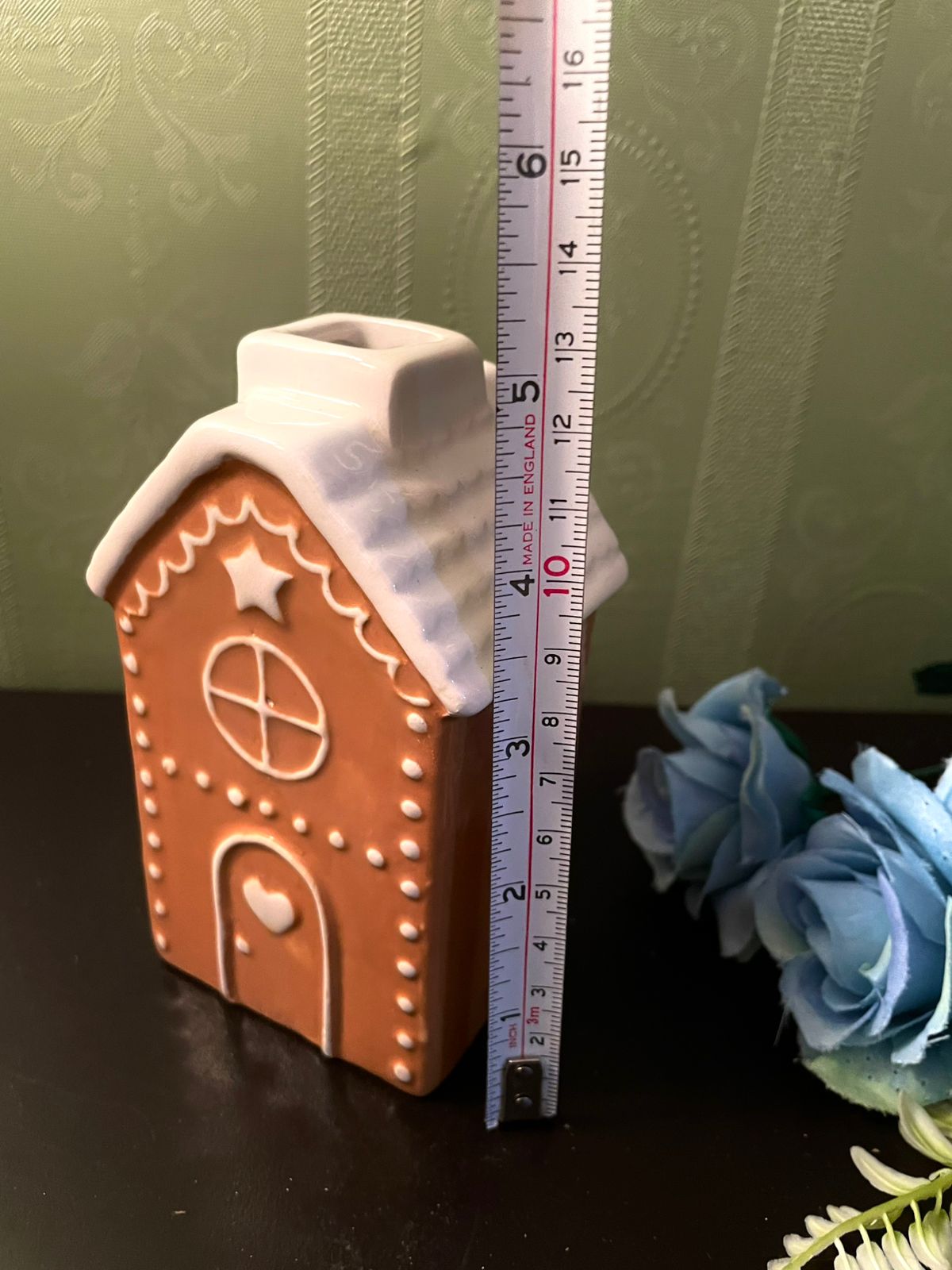 Vintage Gingerbread House Ceramic Vase 5 Inch