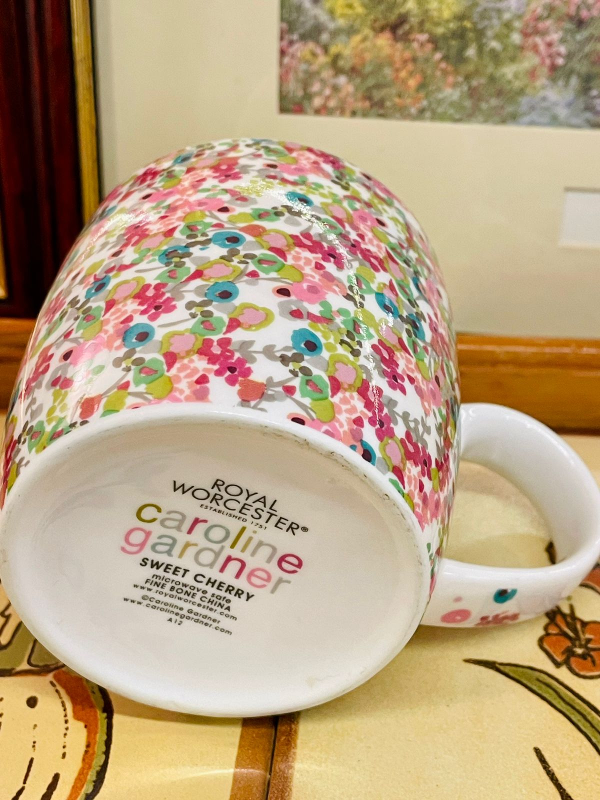 Royal Worcester Caroline Gardner “Sweet Cherry” Mug – Bone China