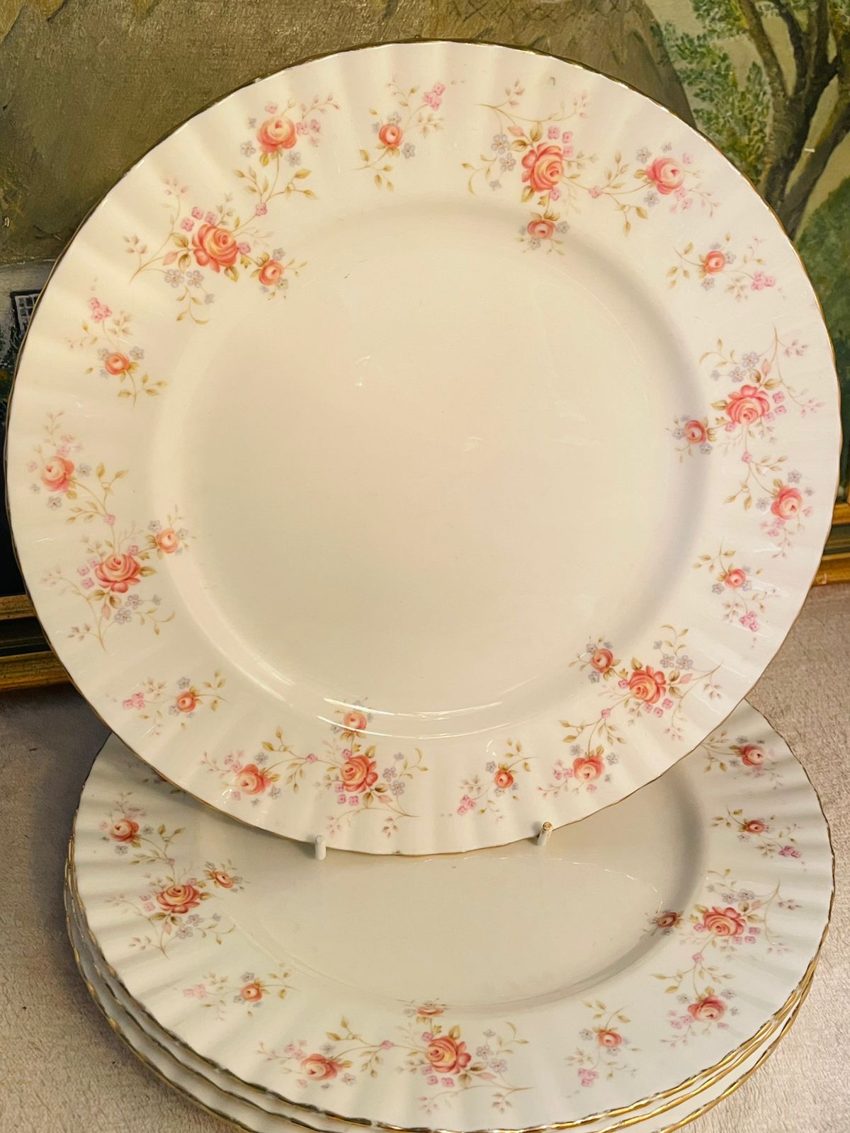 Set of 4 Royal Albert Peach Rose Dinner Plates – Fine Bone China England