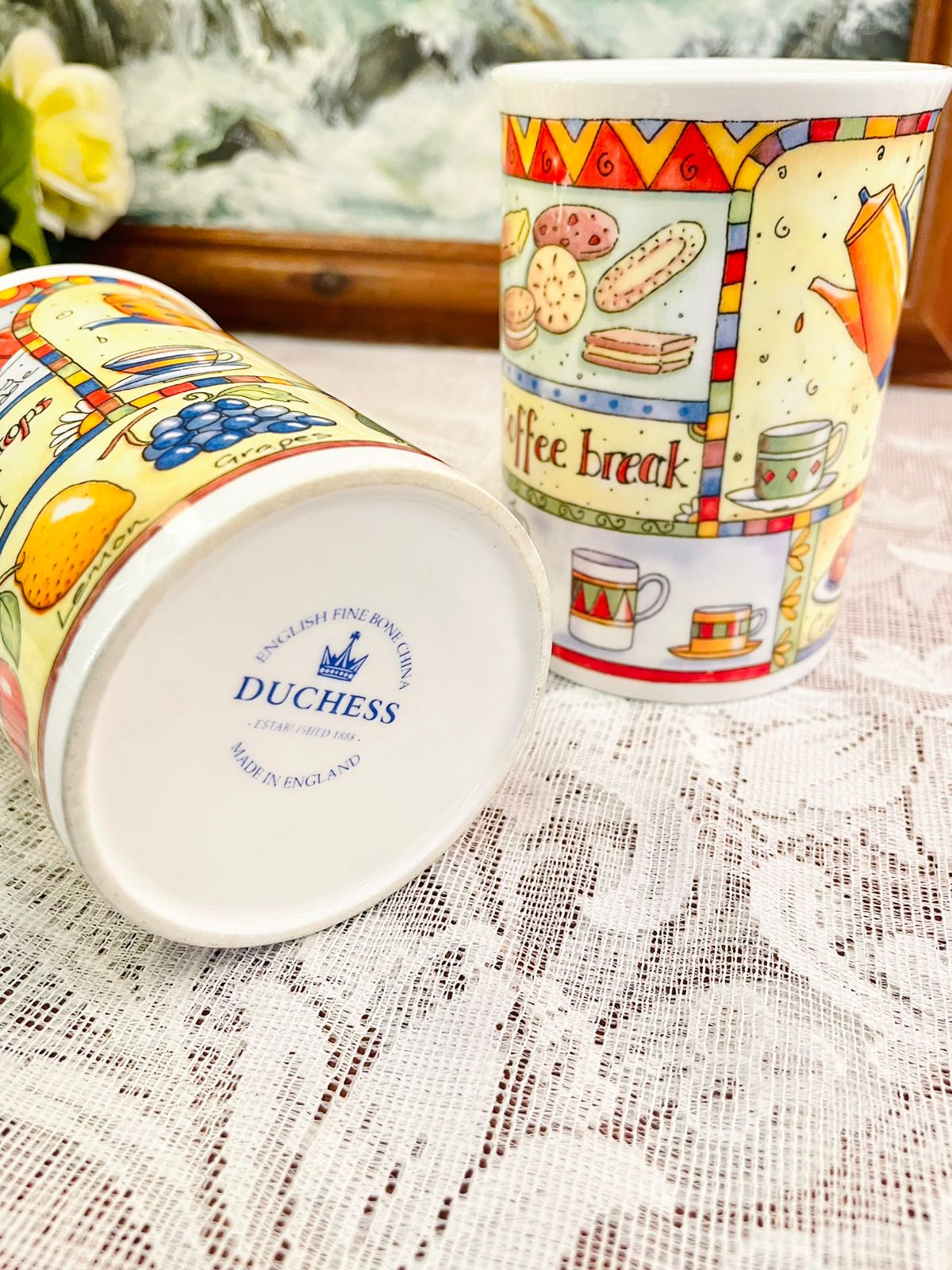 Duchess English Bone China Coffee Break Mugs Pair