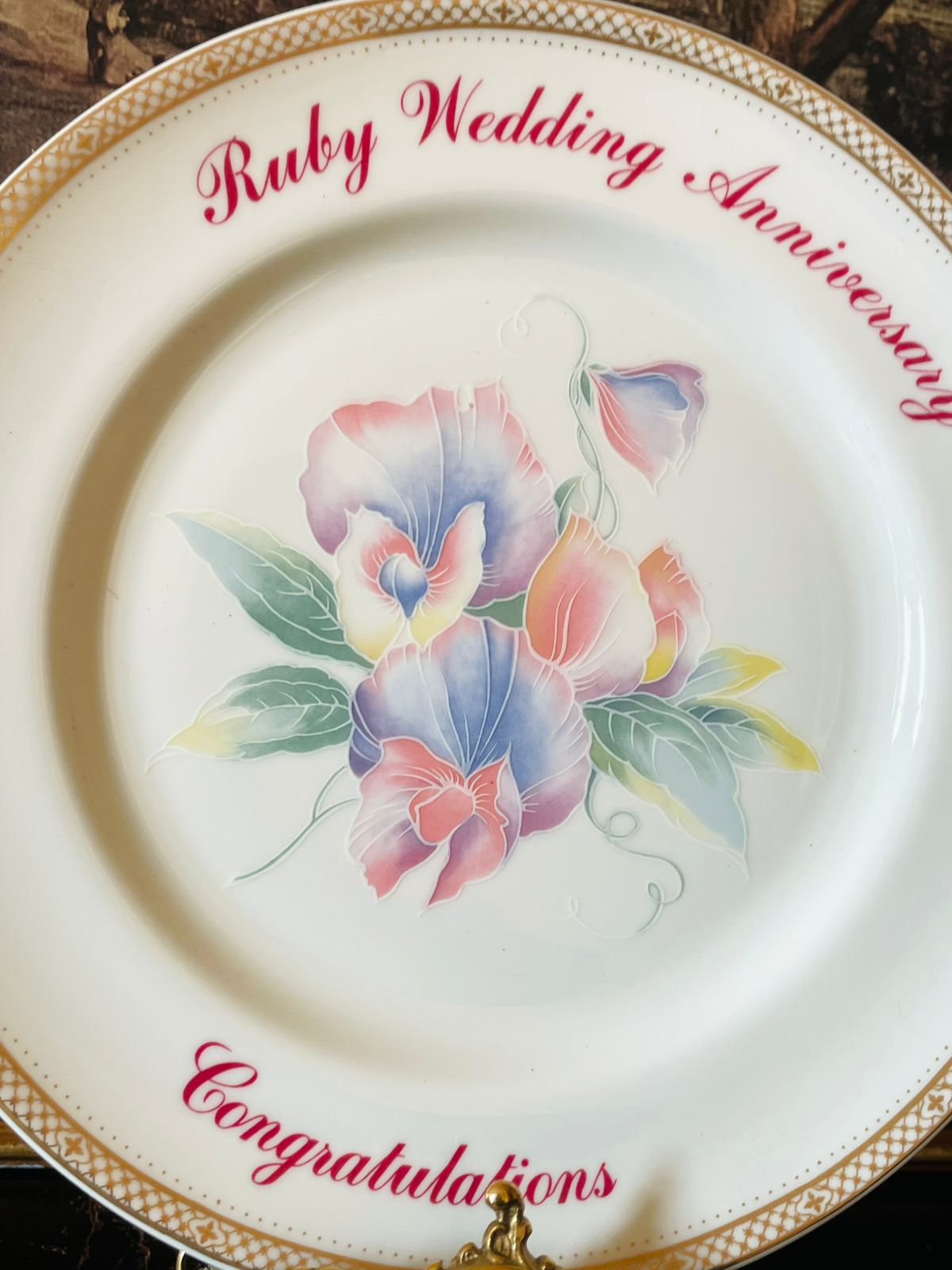 Aynsley “Ruby Wedding Anniversary” Fine Bone China Plate 8 inches – England
