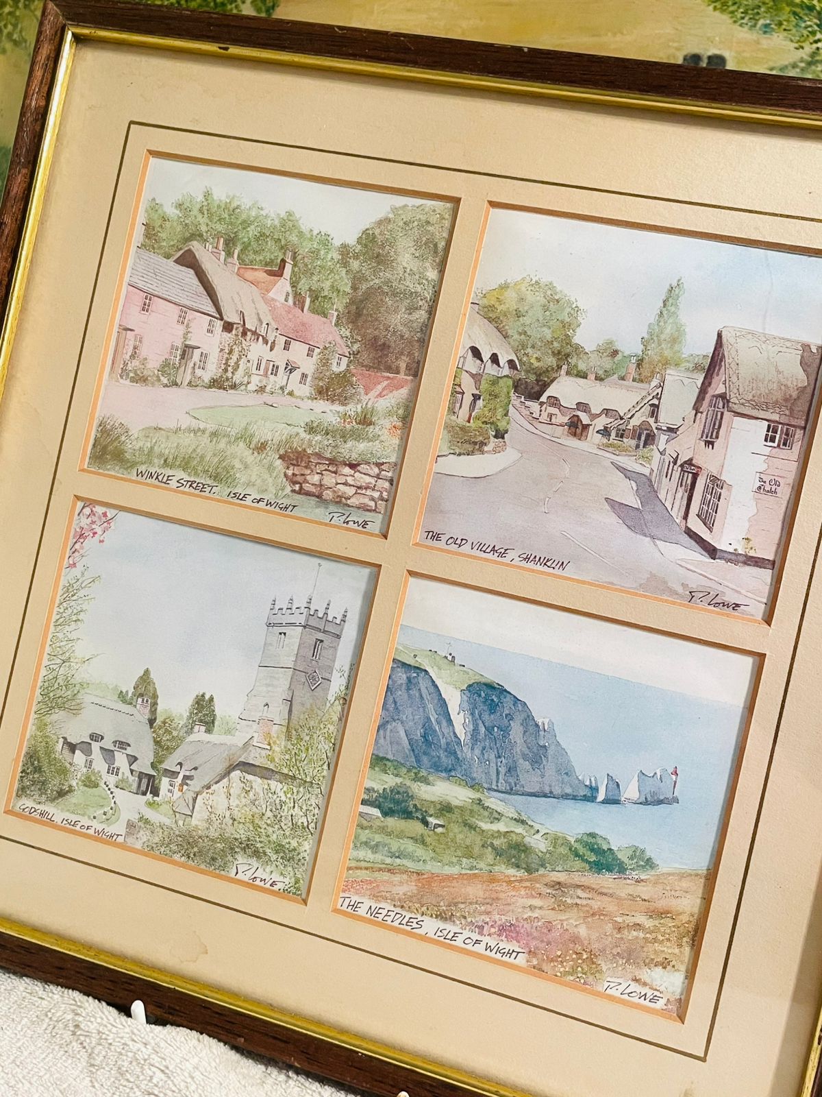 Original Watercolour Painting Frame – 4 Different Village Scenes in One Frame