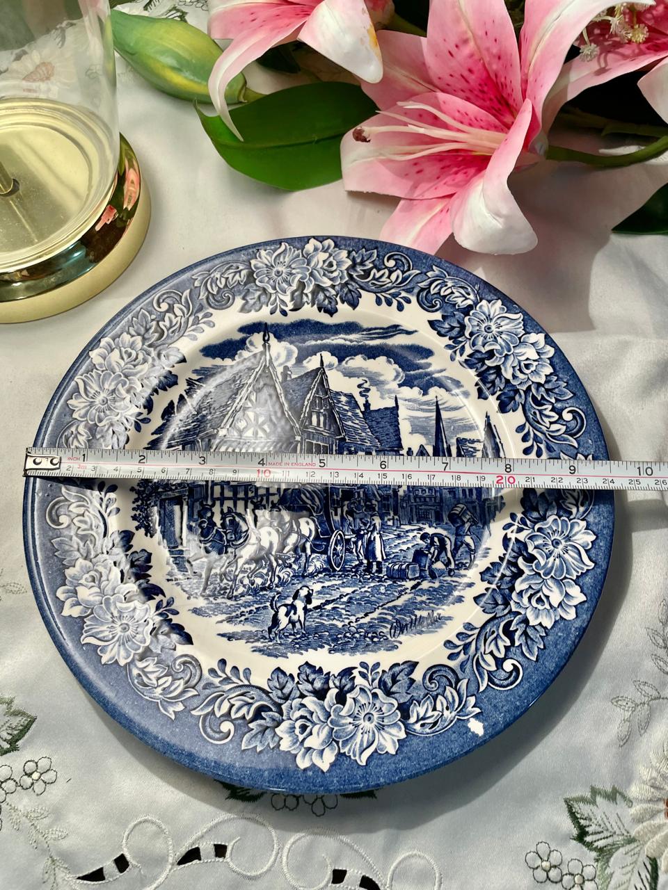 Vintage Blue & White English Scenic Decorative Plate – 10 Inch