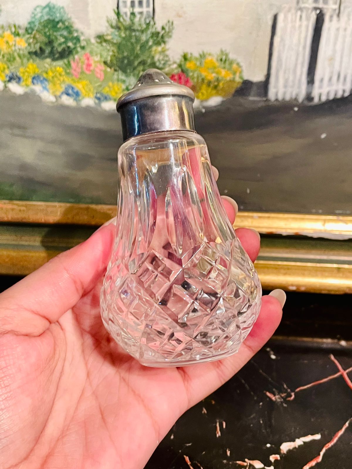 Vintage Crystal Cut Glass Salt & Pepper Shaker set – England