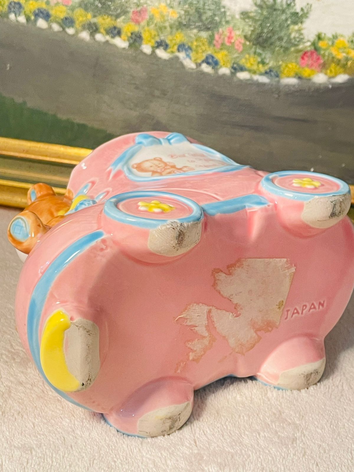 Vintage Baby Pink Rocking Planter – Pastel Ceramic – Made in Japan