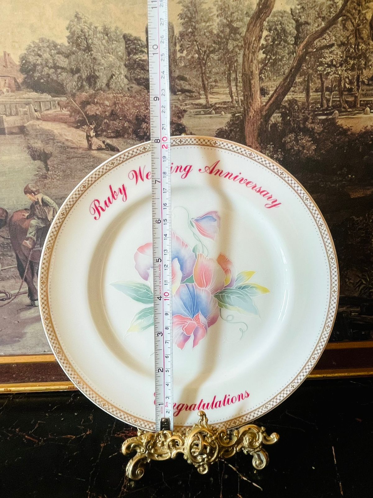 Aynsley “Ruby Wedding Anniversary” Fine Bone China Plate 8 inches – England