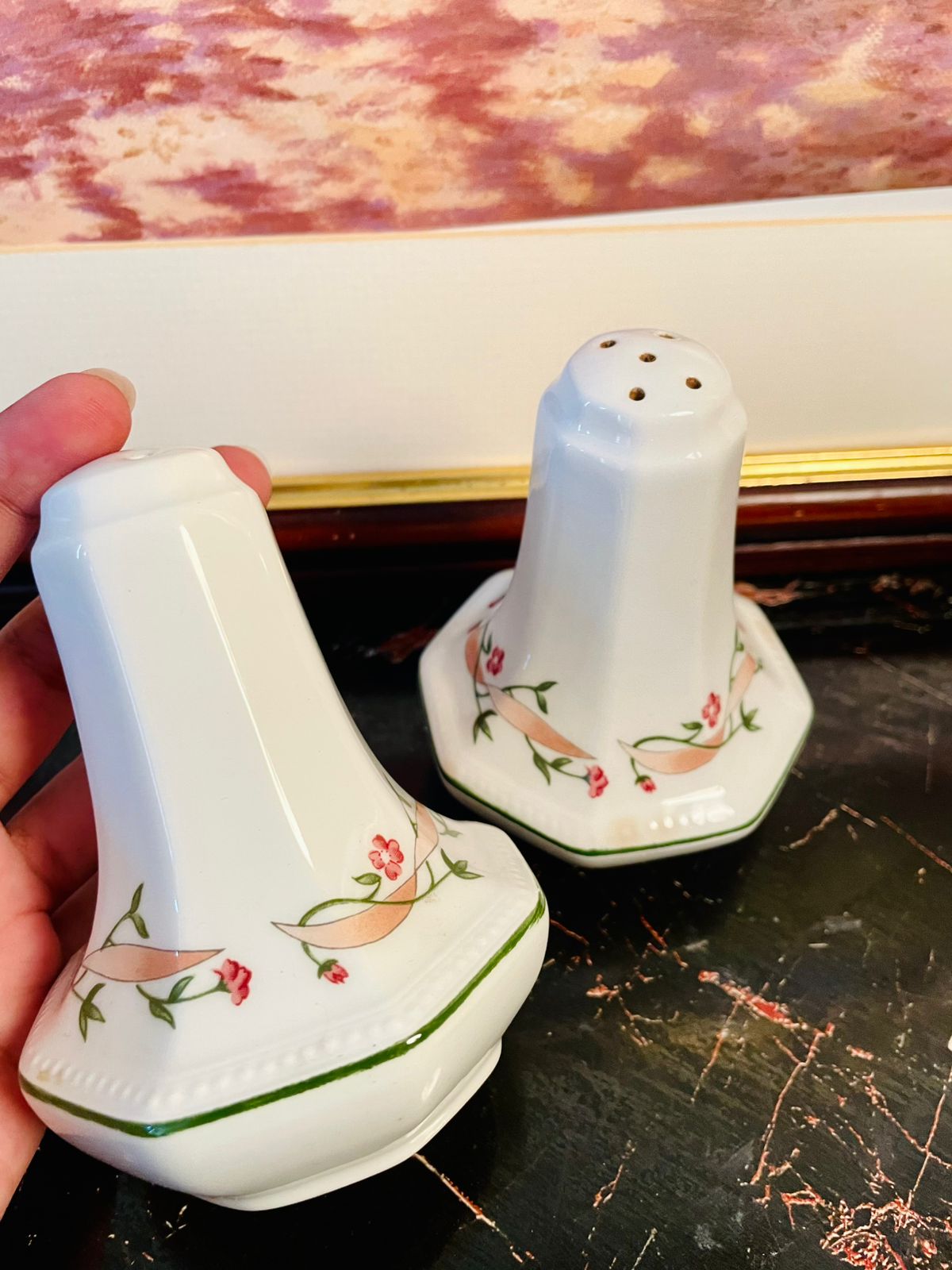 Johnson Bros Eternal Beau Salt & Pepper Shakers – England