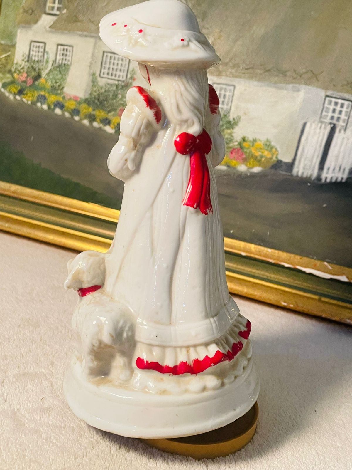 Vintage Porcelain Musical Figurine – Shepherdess with Lamb –