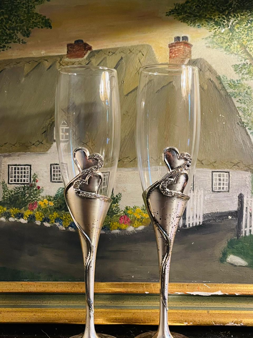Set of 2 Vintage Crystal Goblets – Elegant Toasting Flutes
