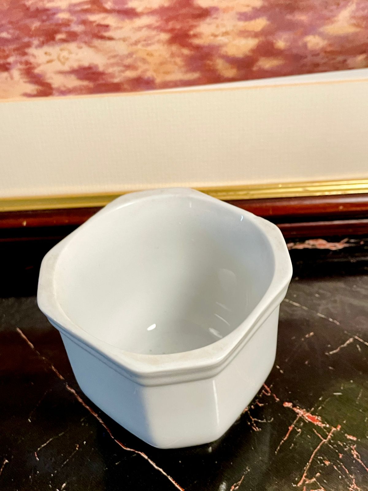 Vintage England White Ceramic Mini Planter – Square Pot