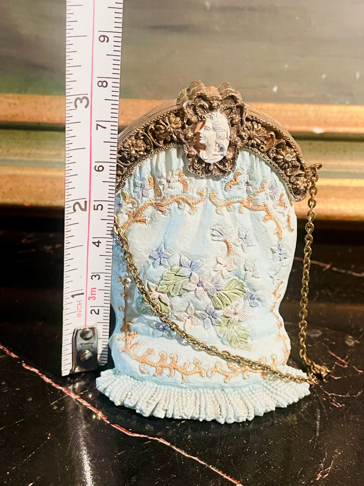 Vintage Blue Cameo Trio — Hat, Shoe & Purse Figurine Set
