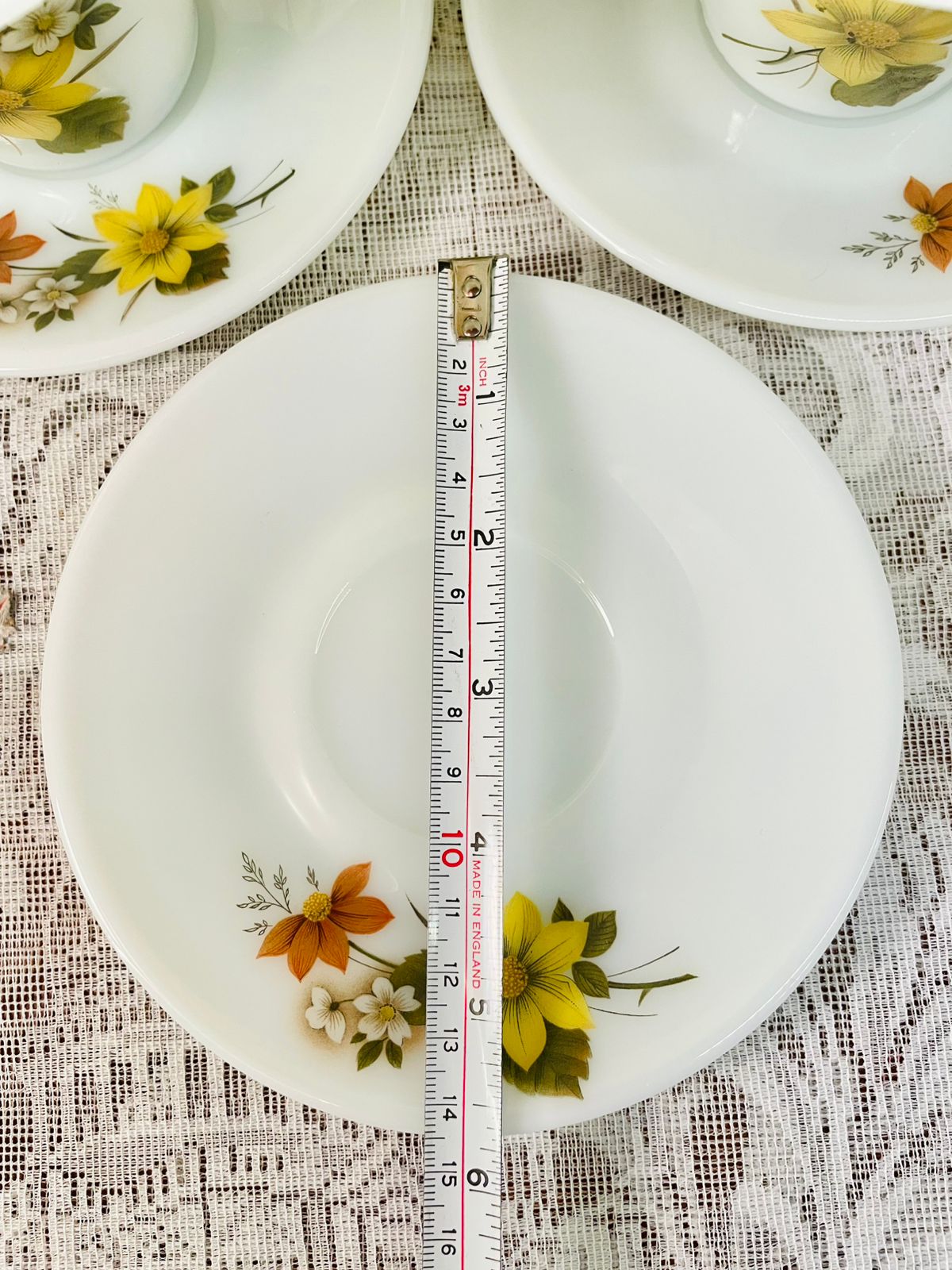 Vintage Pyrex England Yellow Floral Tea Set – Cups, Saucers & Plates