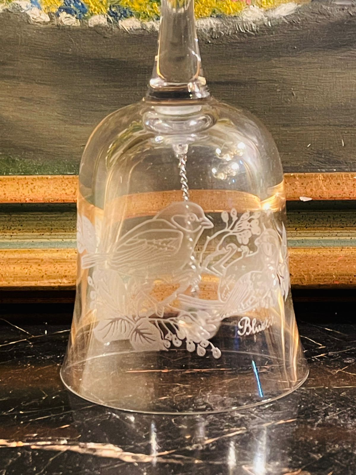 Vintage Crystal Dinner Bell – Bird Embossed Bell Made in France