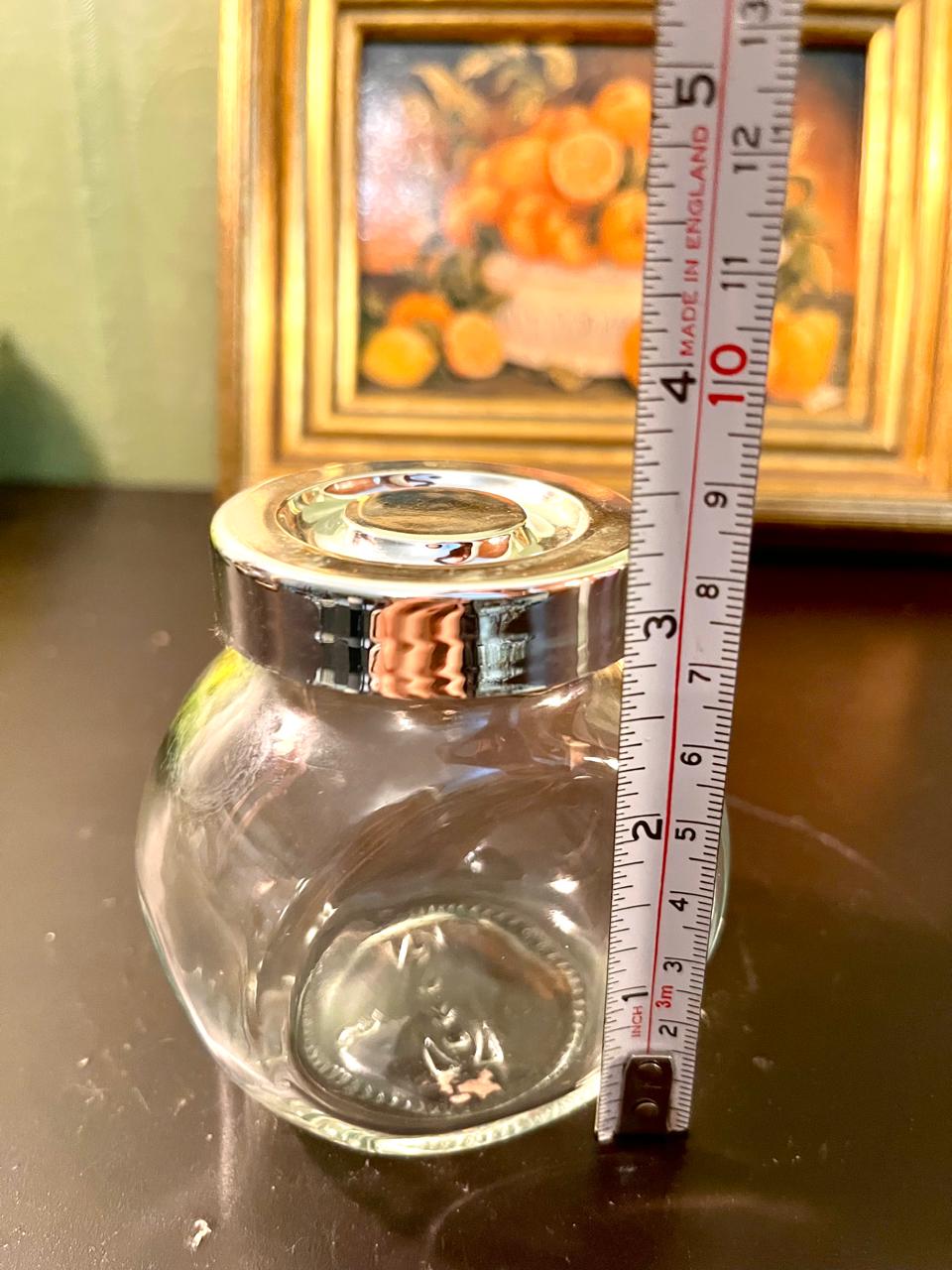 IKEA Glass Storage Jar with Silver Lid – 4 Inch