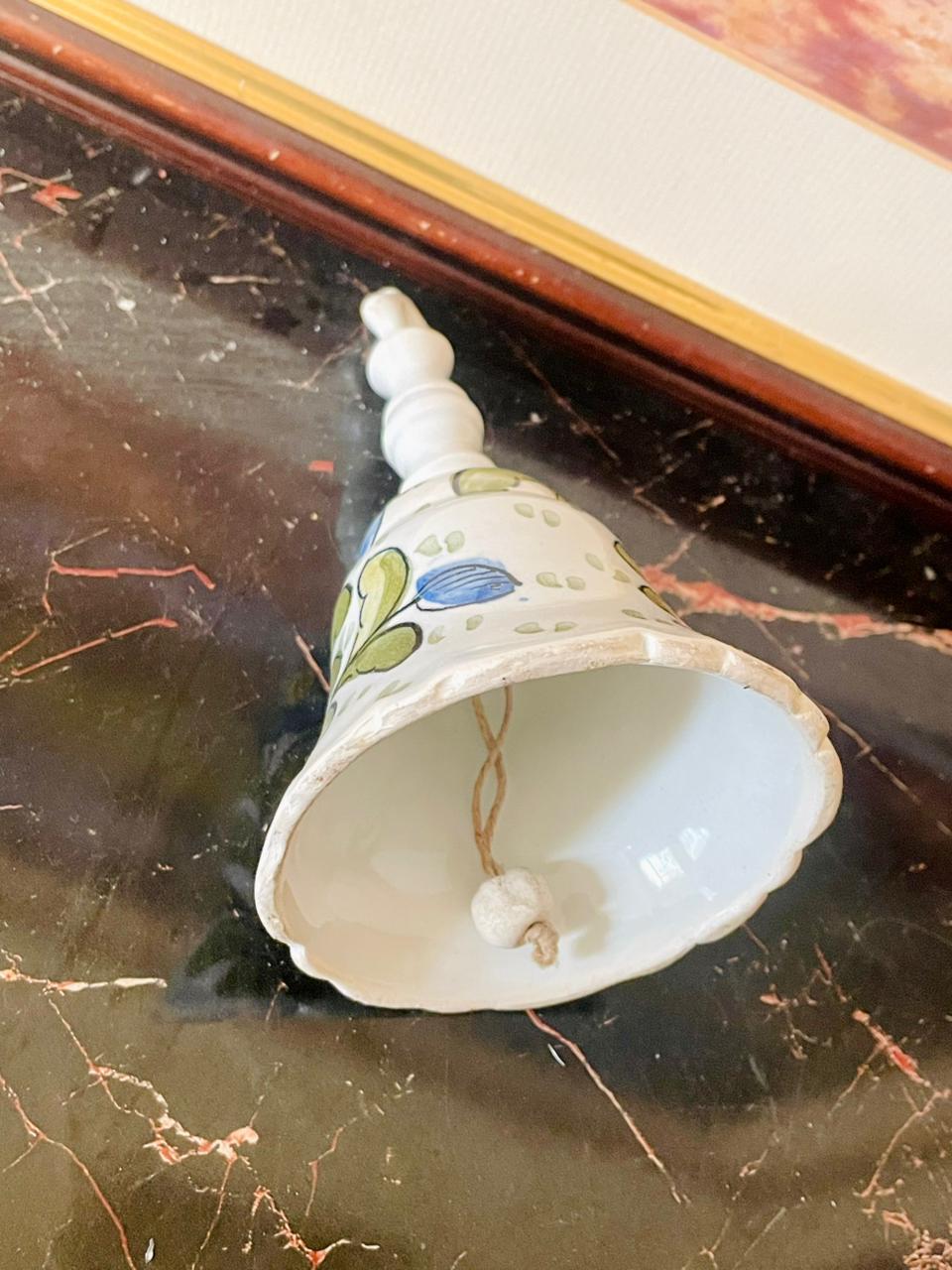 Vintage Hand-Painted Ceramic Bell – Floral Motif