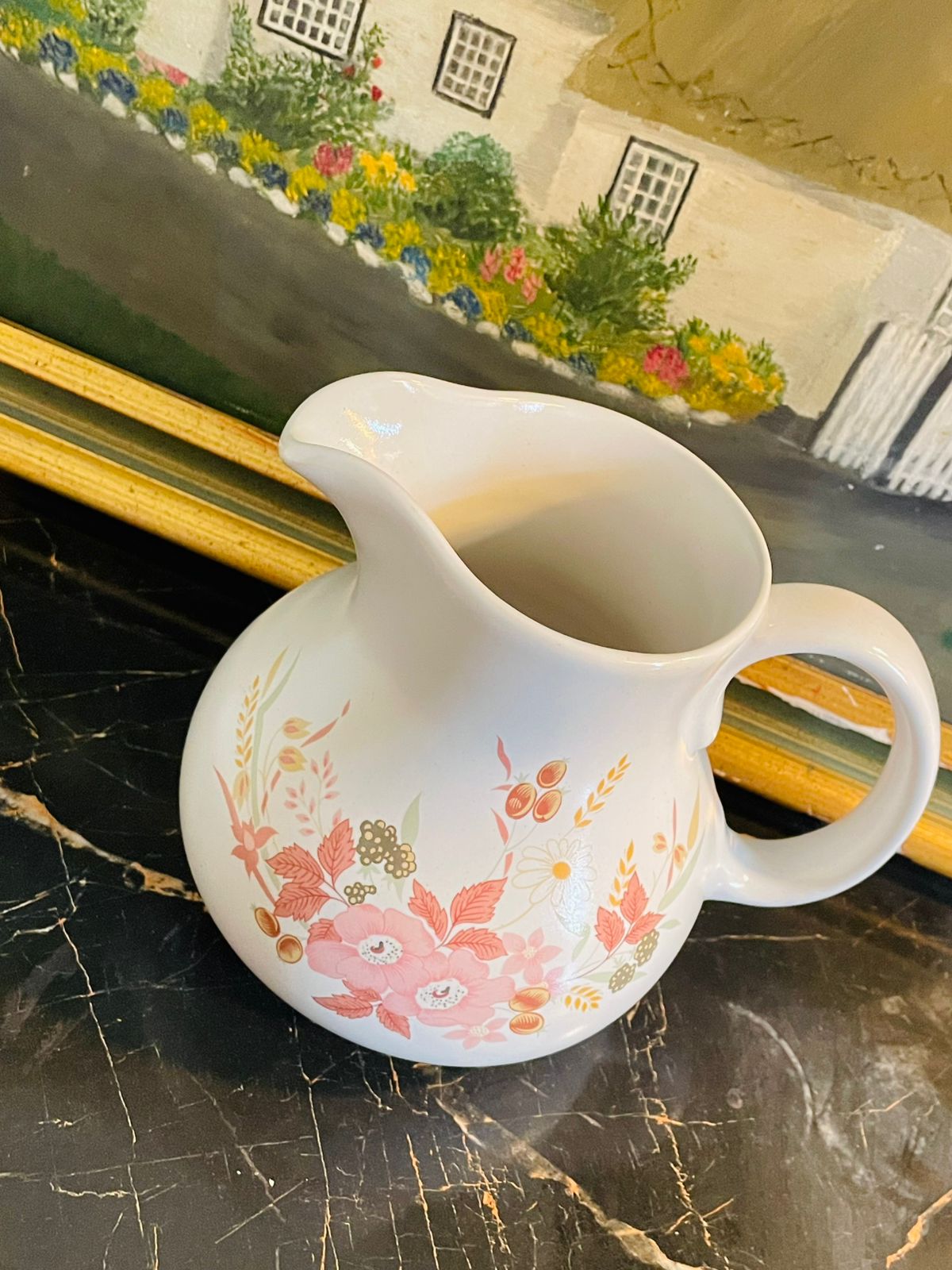 Vintage Hedge Rose Ceramic Pitcher, Jug – Floral
