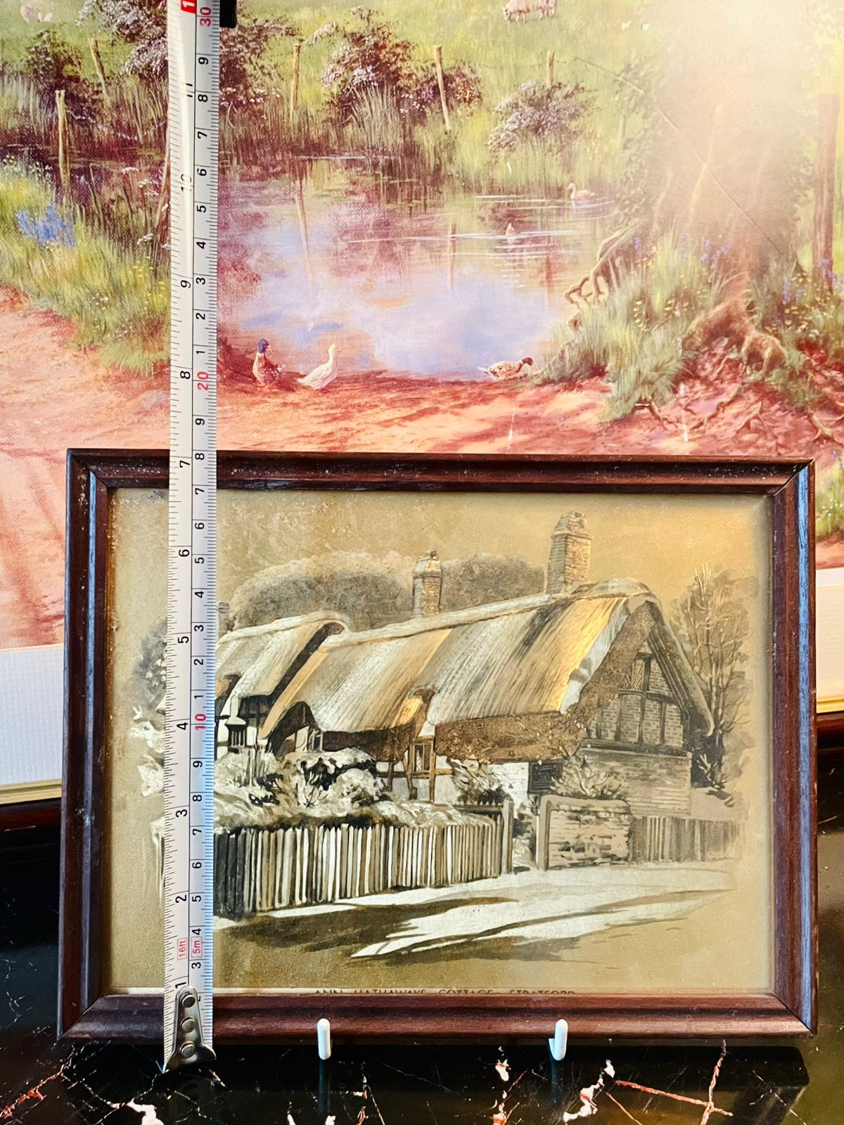 Vintage Framed Artwork – Ann Hathaway’s Cottage Stratford (England Countryside Scene)