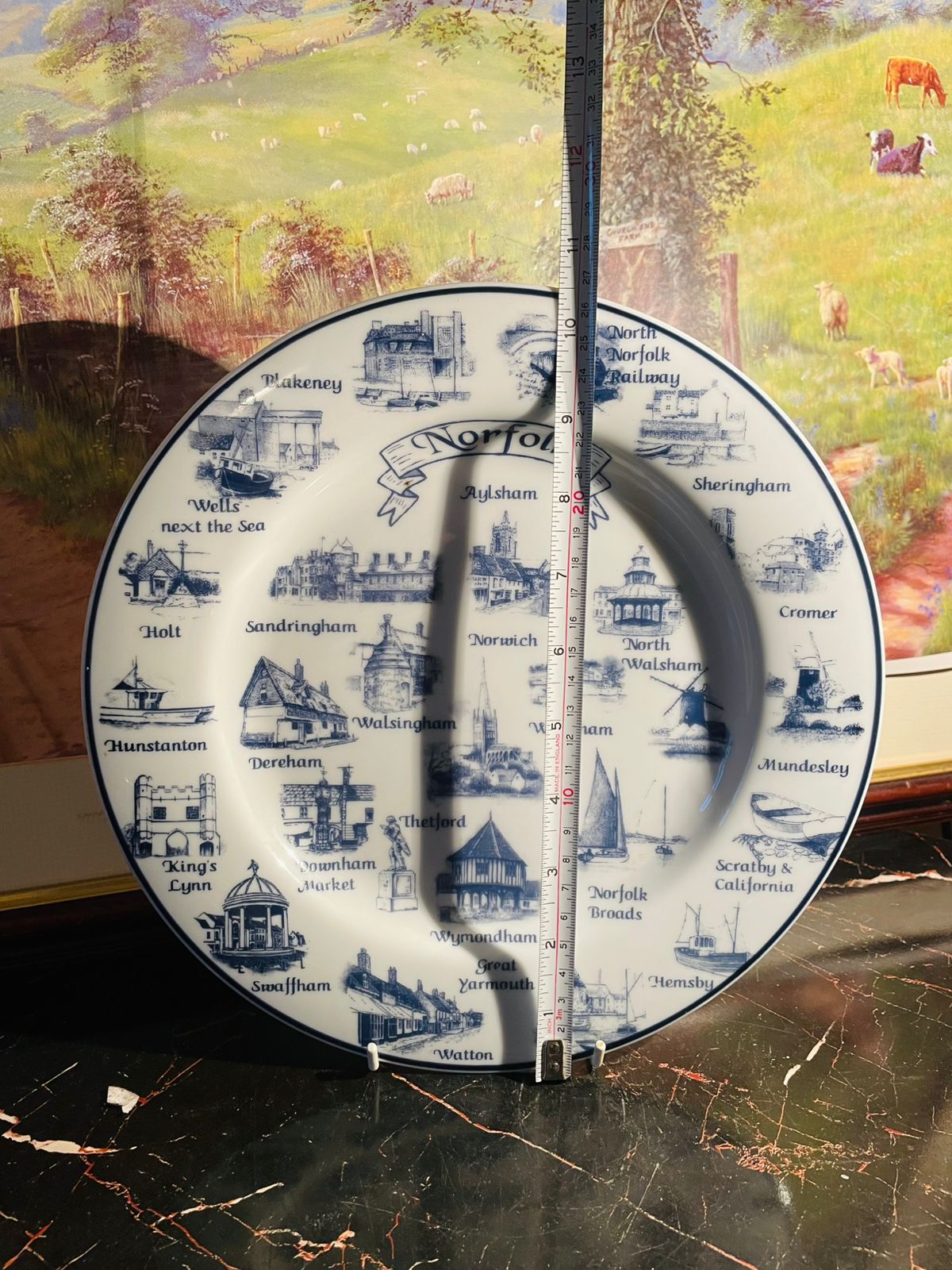 Norfolk England Souvenir Decorative Plate – Blue & White Norfolk Blueware China