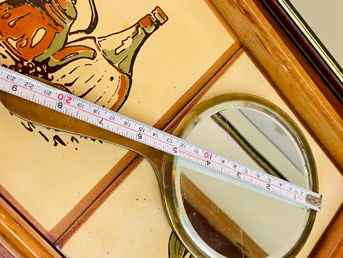 Vintage Vanity Dressing Table Set – Mirror & Two Brushes (Pink Guilloché Style Backing)