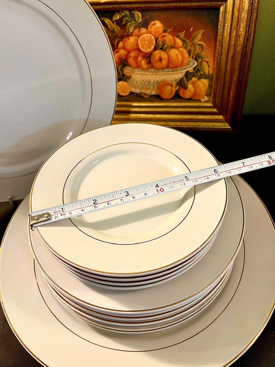 14-Piece White & Gold-Rimmed English Tableware Set