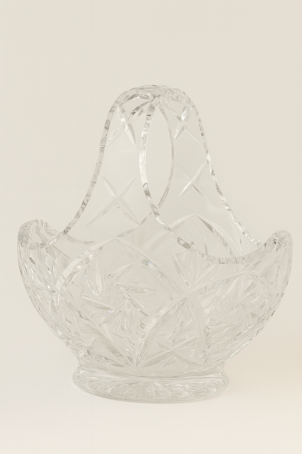 Hand Cut Lead Crystal Basket – Medium - Vintage England