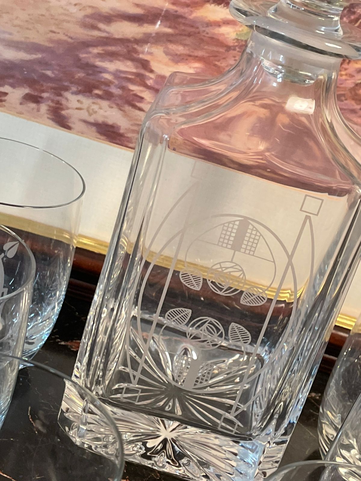 Rennie Mackintosh Crystal Decanter & 6 Glasses Set β Glencairn Crystal Studio