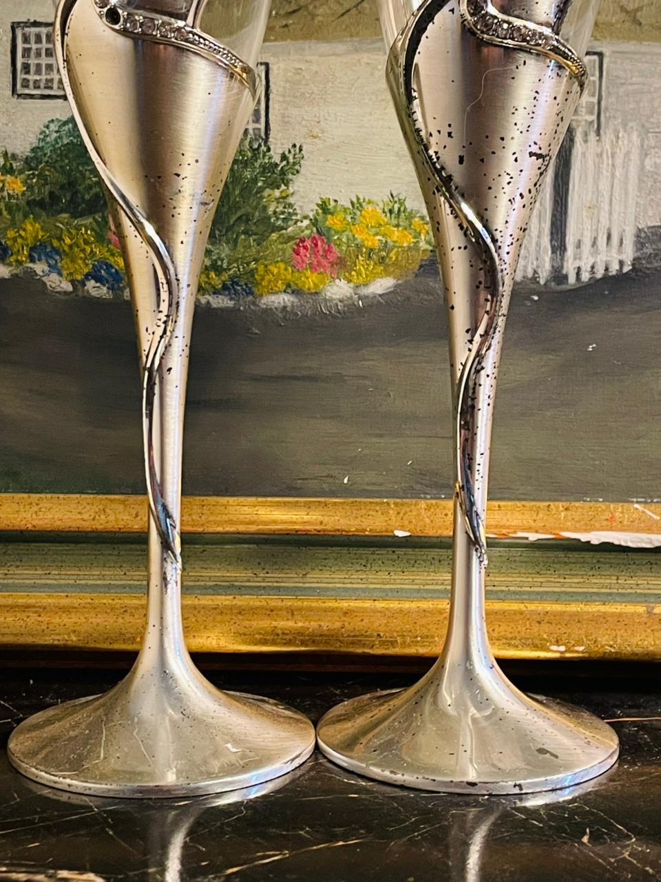 Set of 2 Vintage Crystal Goblets – Elegant Toasting Flutes