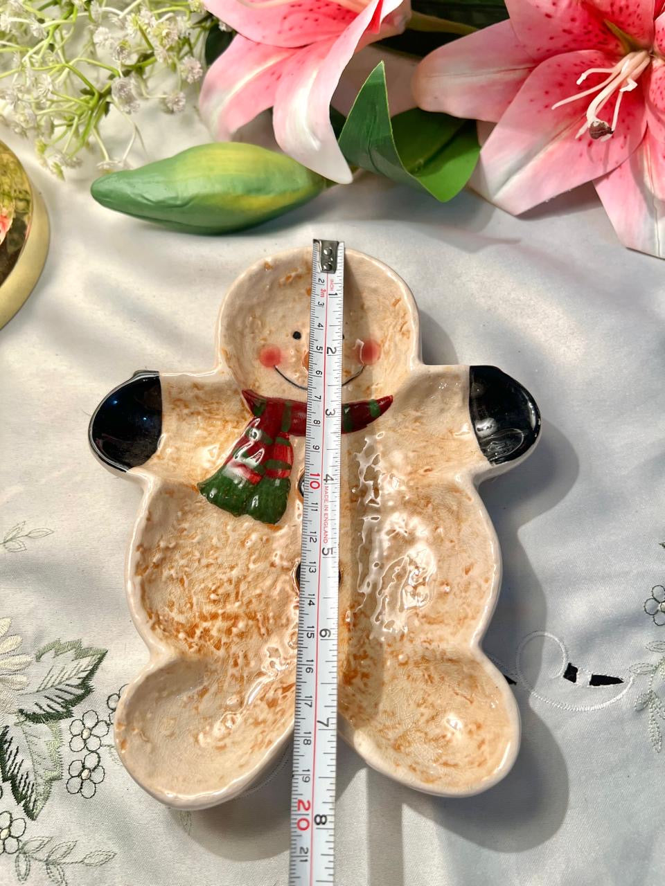 Hand Painted Christmas Gingerbread Man Ceramic Serving Dish – 20cm