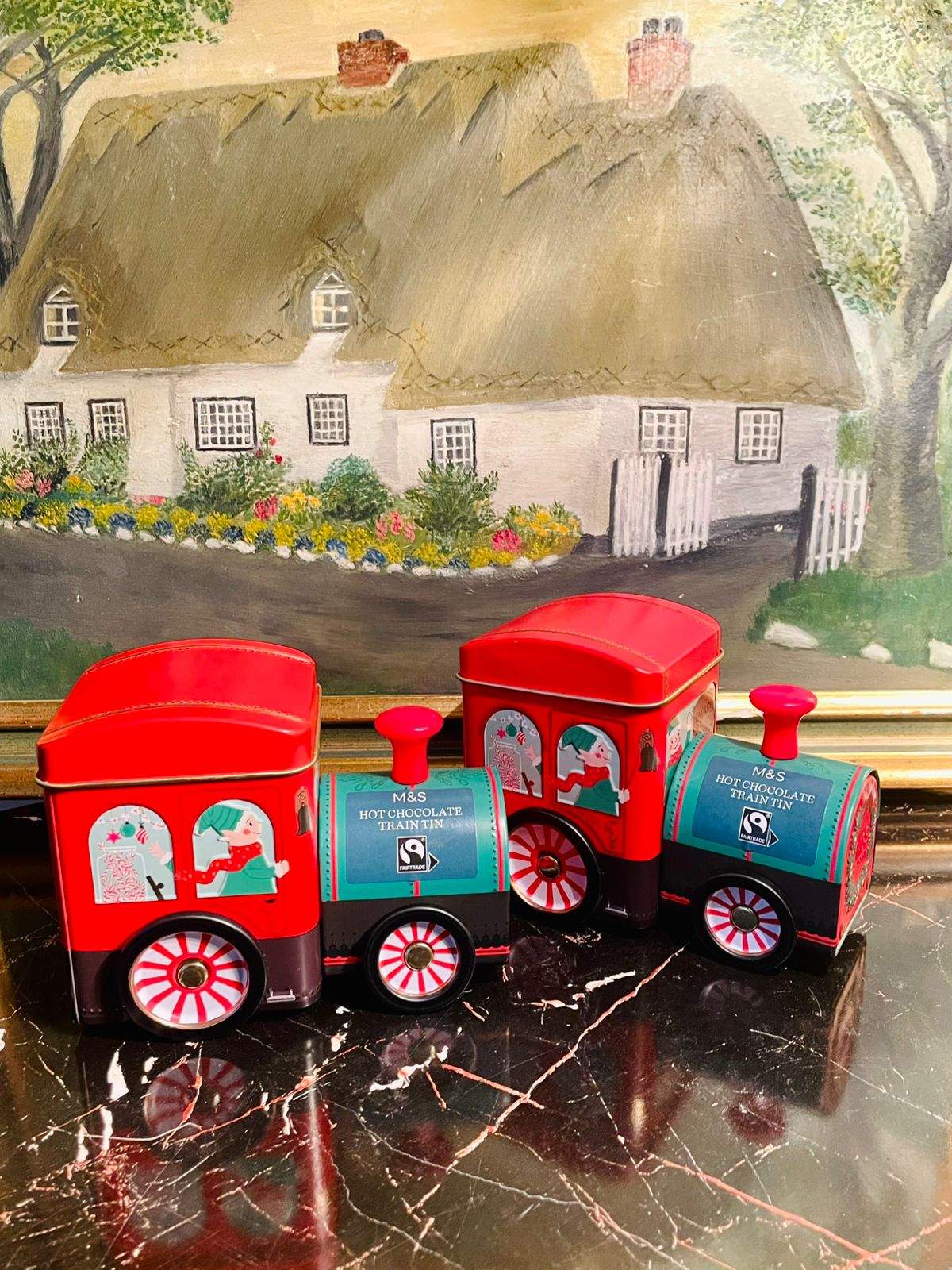M&S Hot Chocolate Train Collectible Tin – Christmas Limited Edition Storage Box