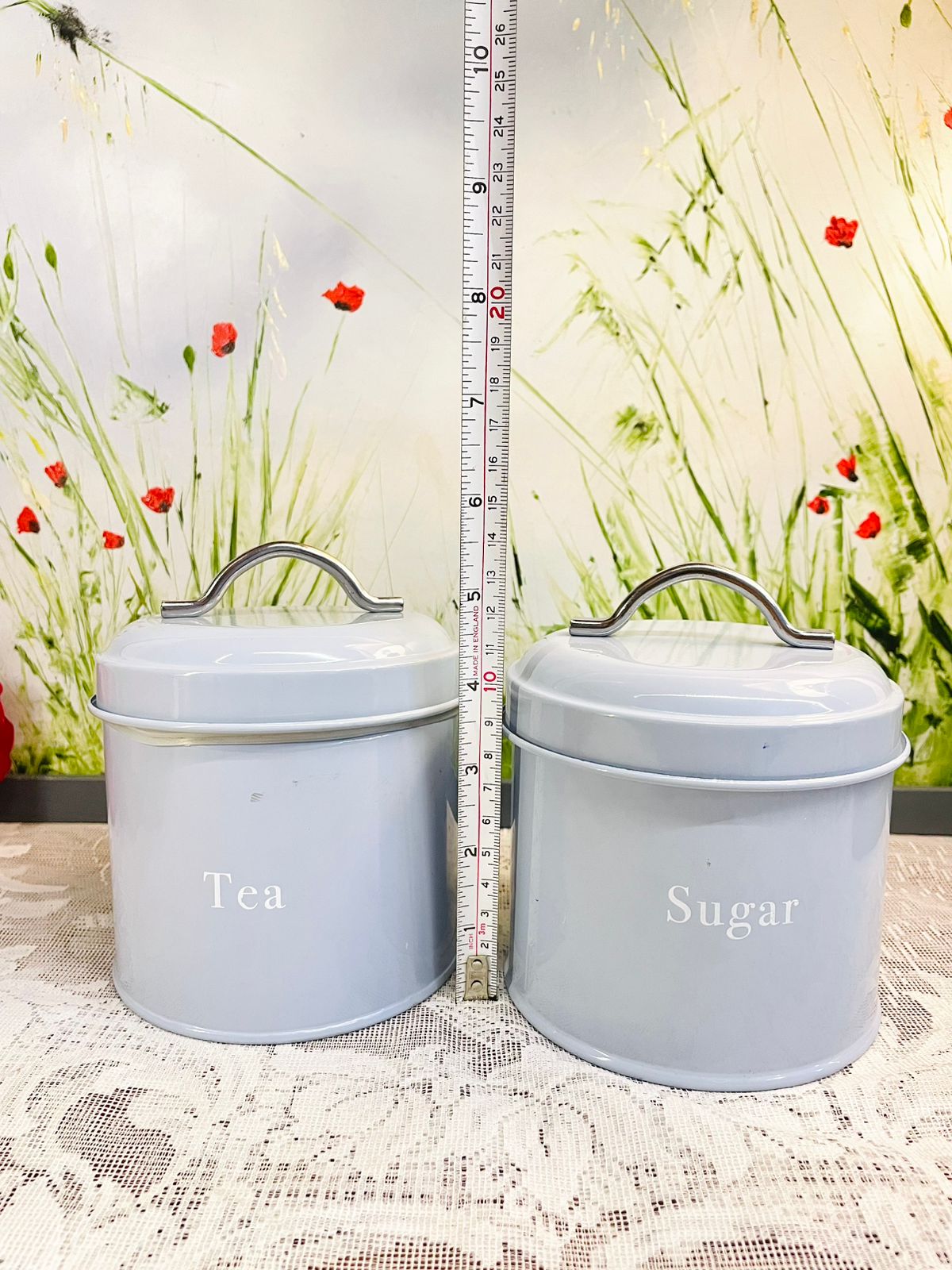 Vintage Grey Tea & Sugar Kitchen Canister Set