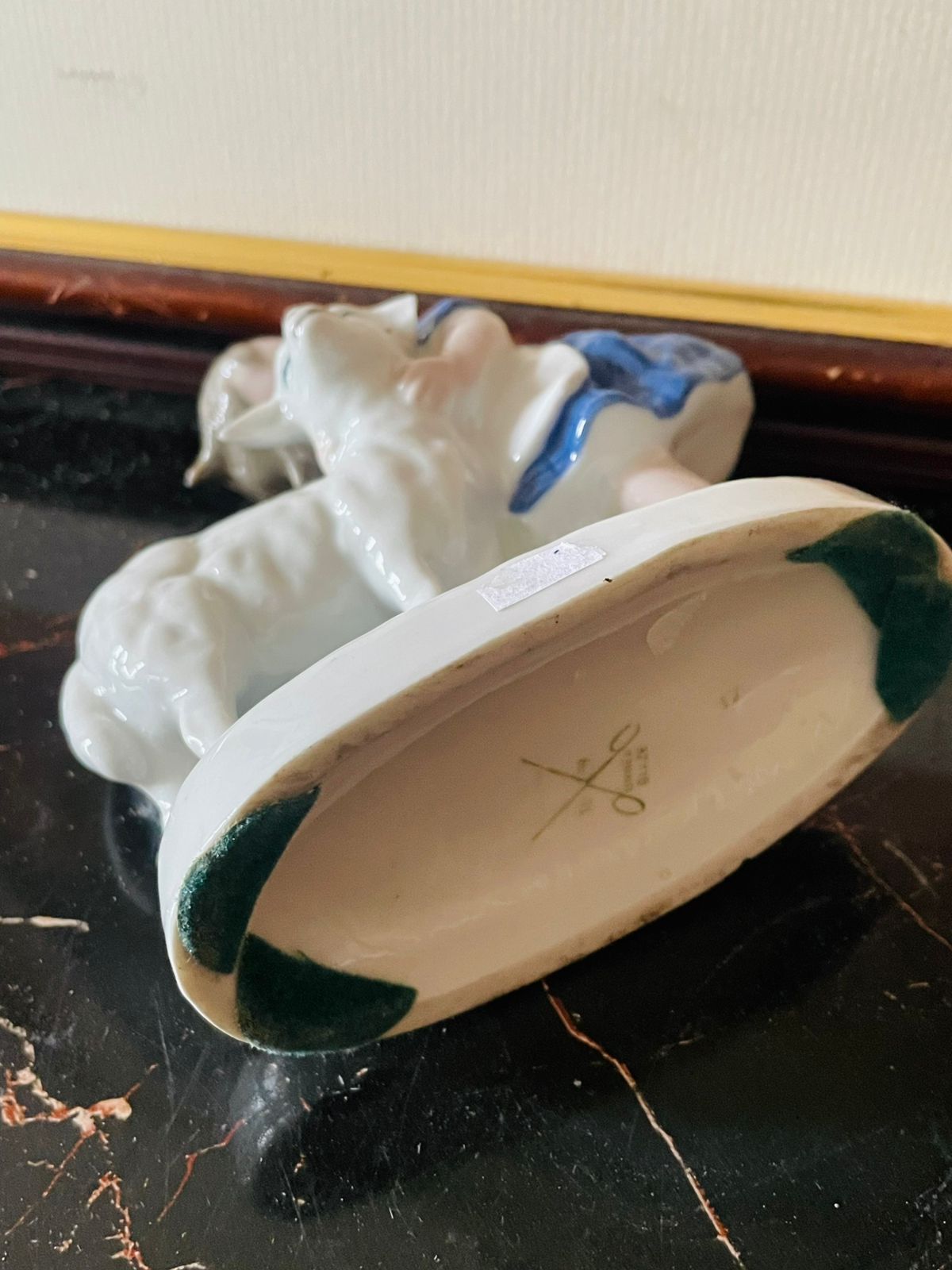 Vintage Porcelain Figurine – Girl Hugging Lamb (England), Home Decor