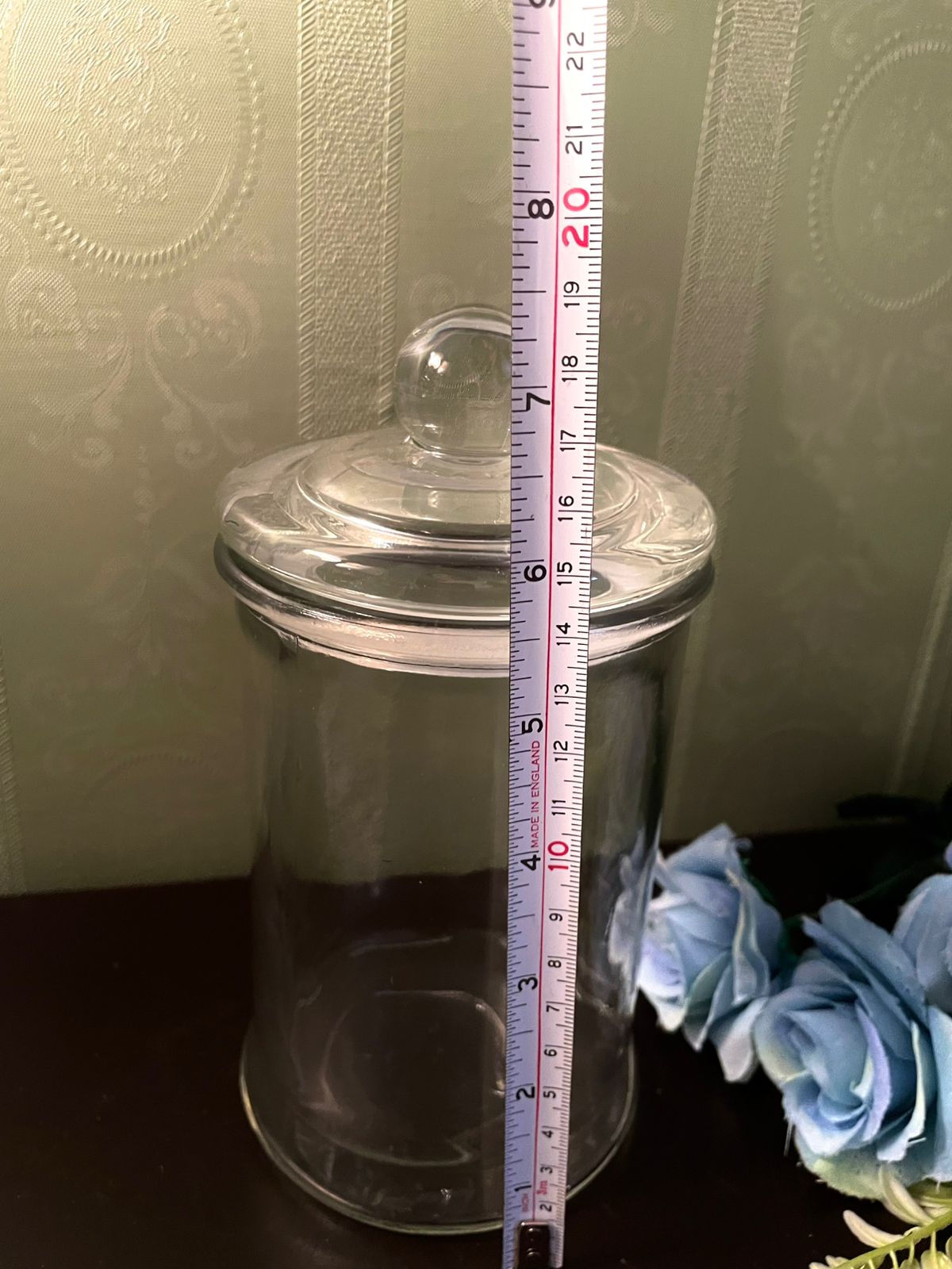 Vintage Clear Glass Storage Jar with Lid 7.5 Inch