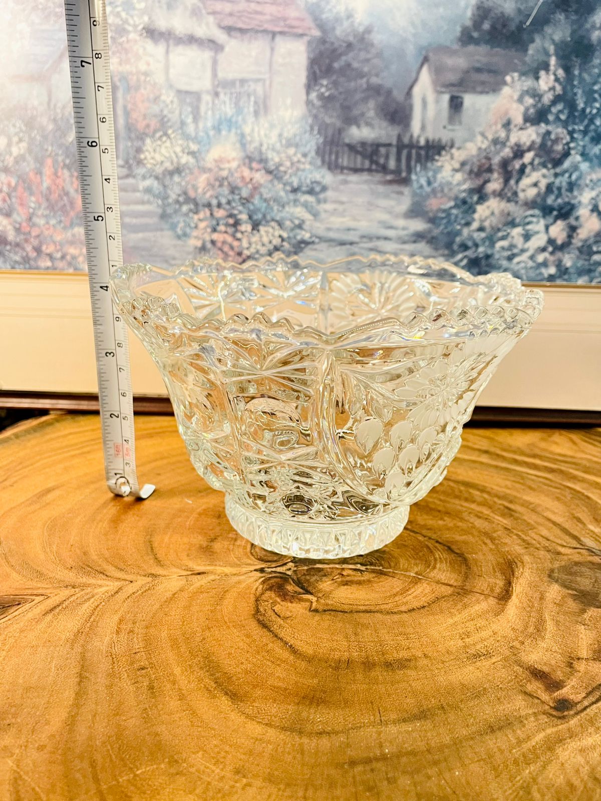 Vintage Cut Crystal Bowl | Floral Starburst Glass Bowl