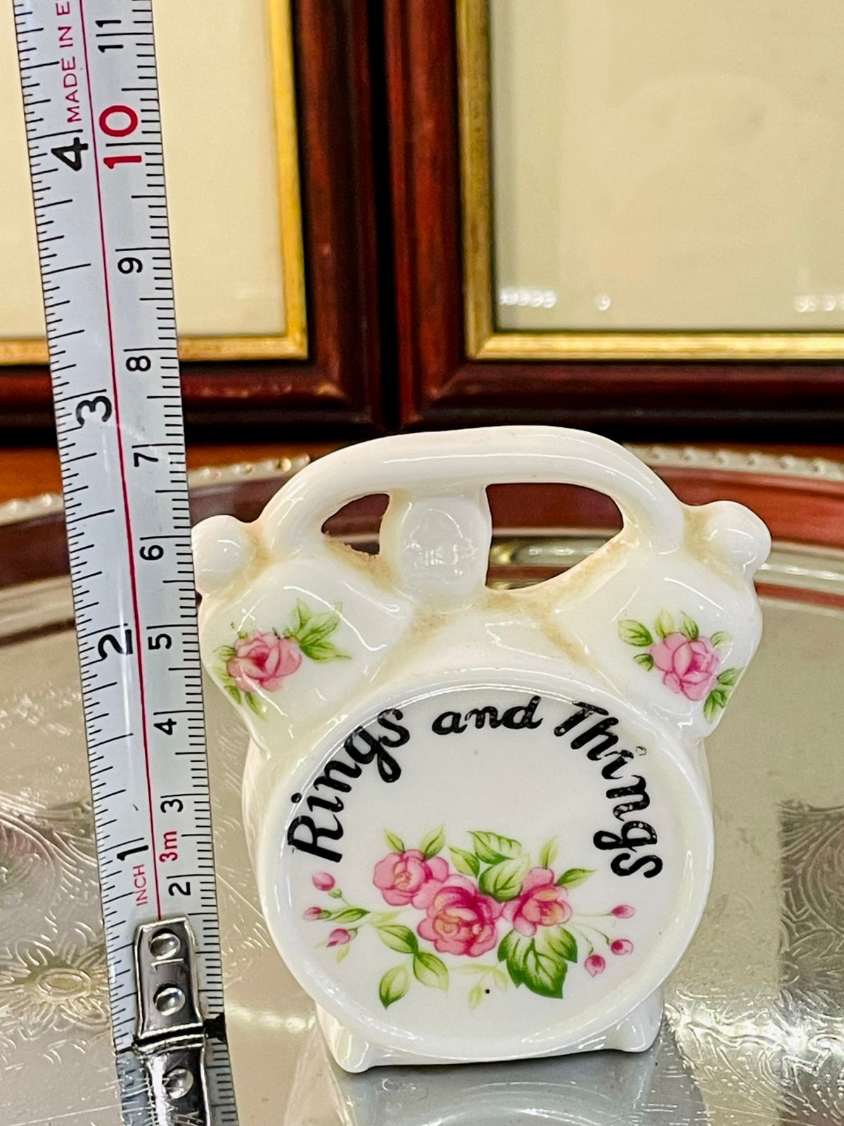 Vintage “Rings and Things” Porcelain Holder – Floral Trinket Keeper