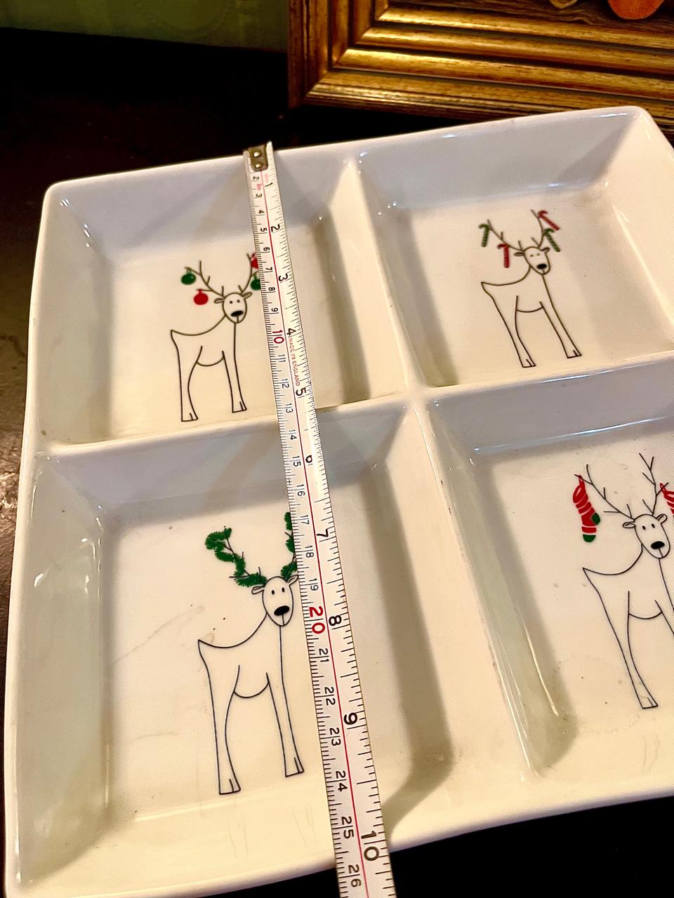 Christmas Reindeer Ceramic Divided Serving Tray 25 cm