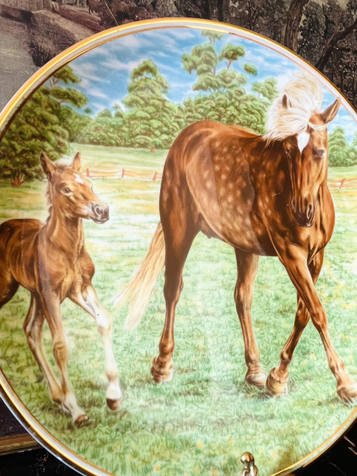 Edwardian Fine Bone China “Mare & Foal” Collectible Plate – Countryside Horse Scene