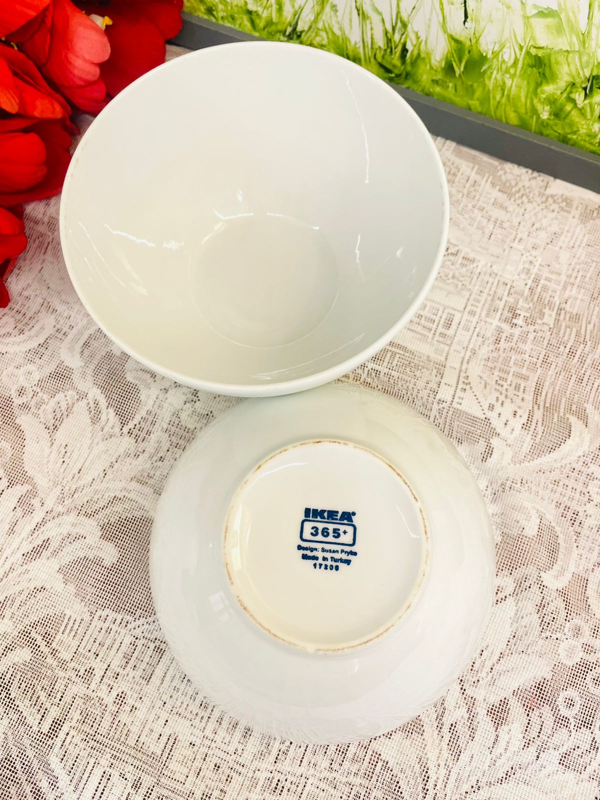 Vintage IKEA 365+ White Ceramic Bowls Set of 6